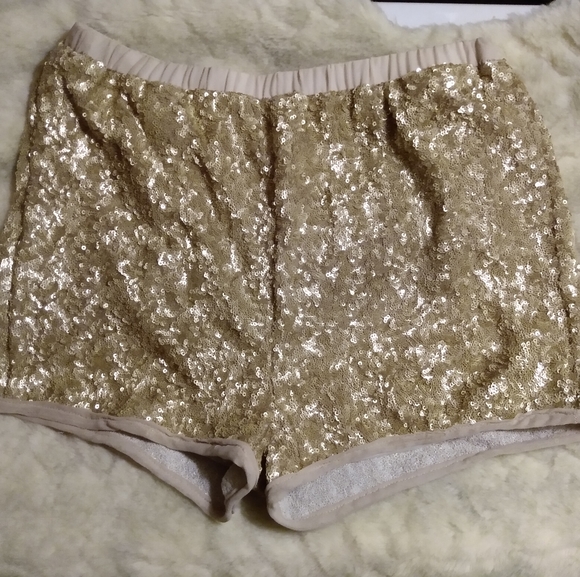 Aryn K Pants - Aryn K  Matte Gold Sequin Shorts